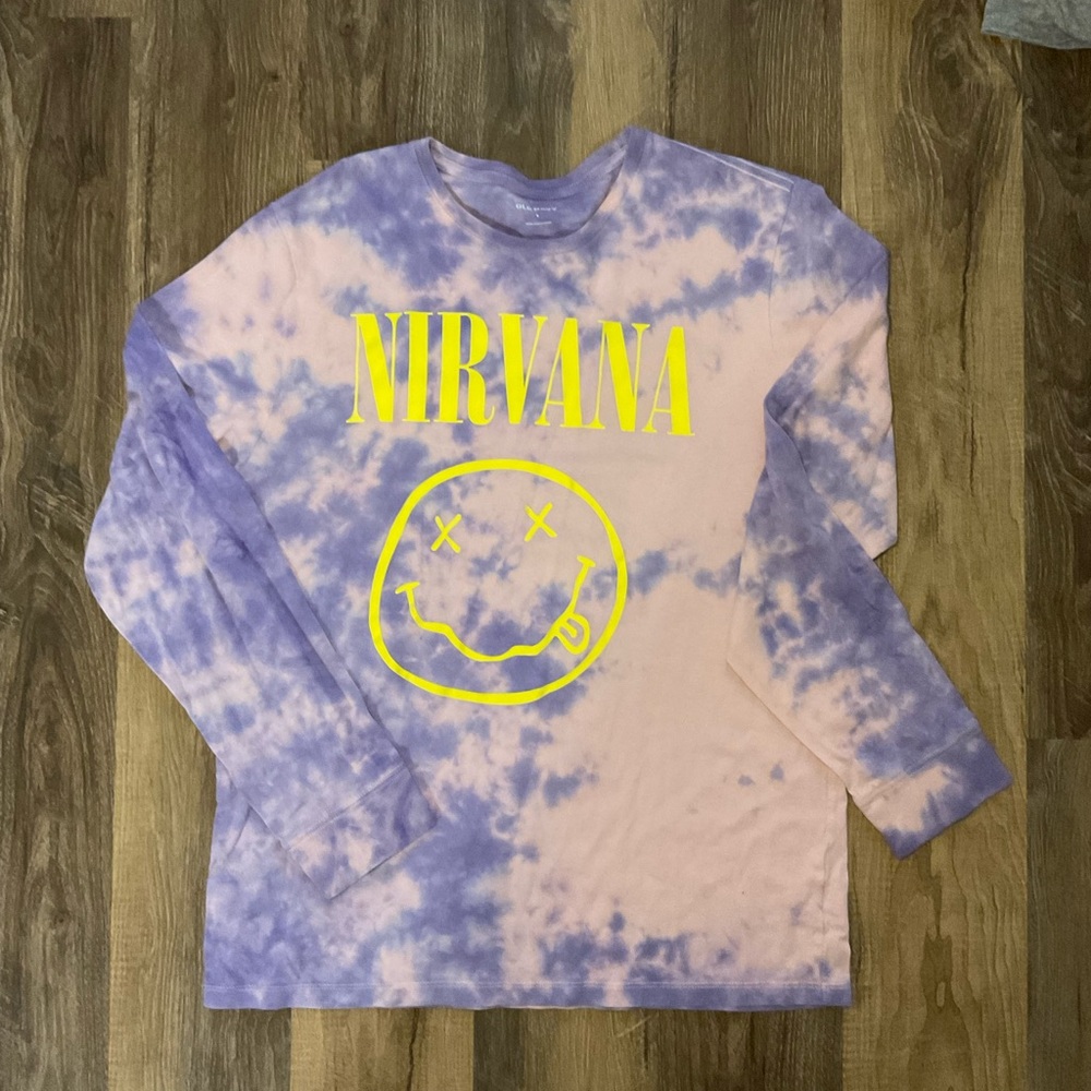 NIRVANA Long Sleeve Tie-Dye Shirt - Purple and Pink